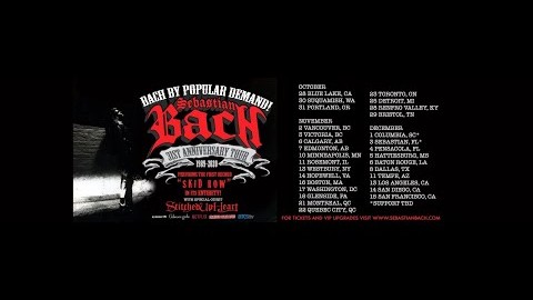 SEBASTIAN BACH Announces Spring/Summer 2021 North American Tour Celebrating 30th Anniversary Of SKID ROW’s Debut Album