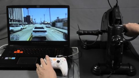 Watch someone play ‘Grand Theft Auto 5’ with an exercise bike