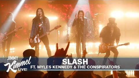 Watch SLASH FEATURING MYLES KENNEDY & THE CONSPIRATORS Perform ‘The River Is Rising’ On ‘Jimmy Kimmel Live!’