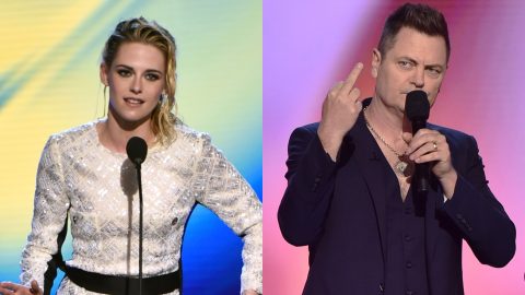 Kristen Stewart and Nick Offerman give middle finger to Putin at Independent Spirit Awards