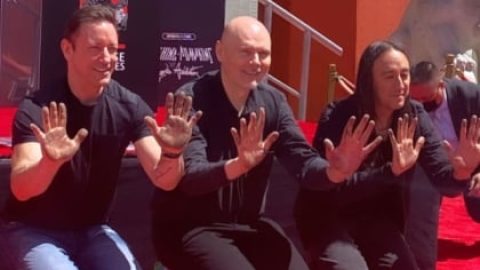 SMASHING PUMPKINS Add Their Handprints In Cement At TCL Chinese Theater In Hollywood